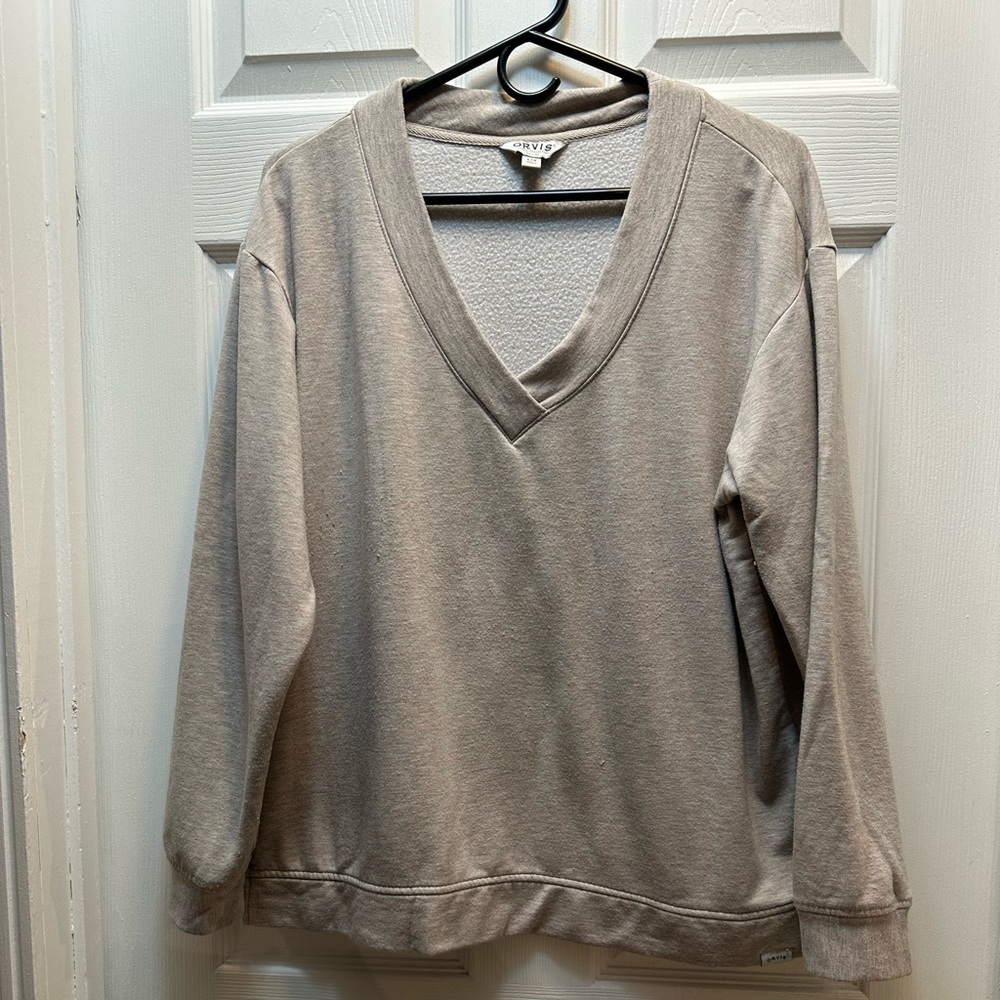 Men’s Orvis V Neck Sweatshirt Cream Oatmeal